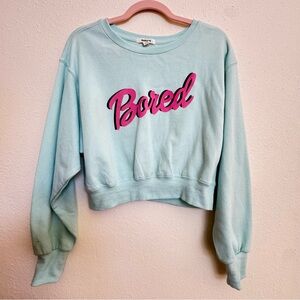 Garage Light Blue Bored Crop Sweatshirt